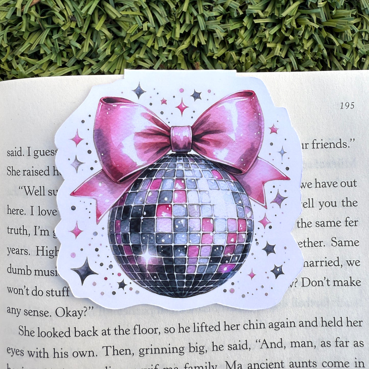 Disco Ball and Bow Magnetic Bookmark