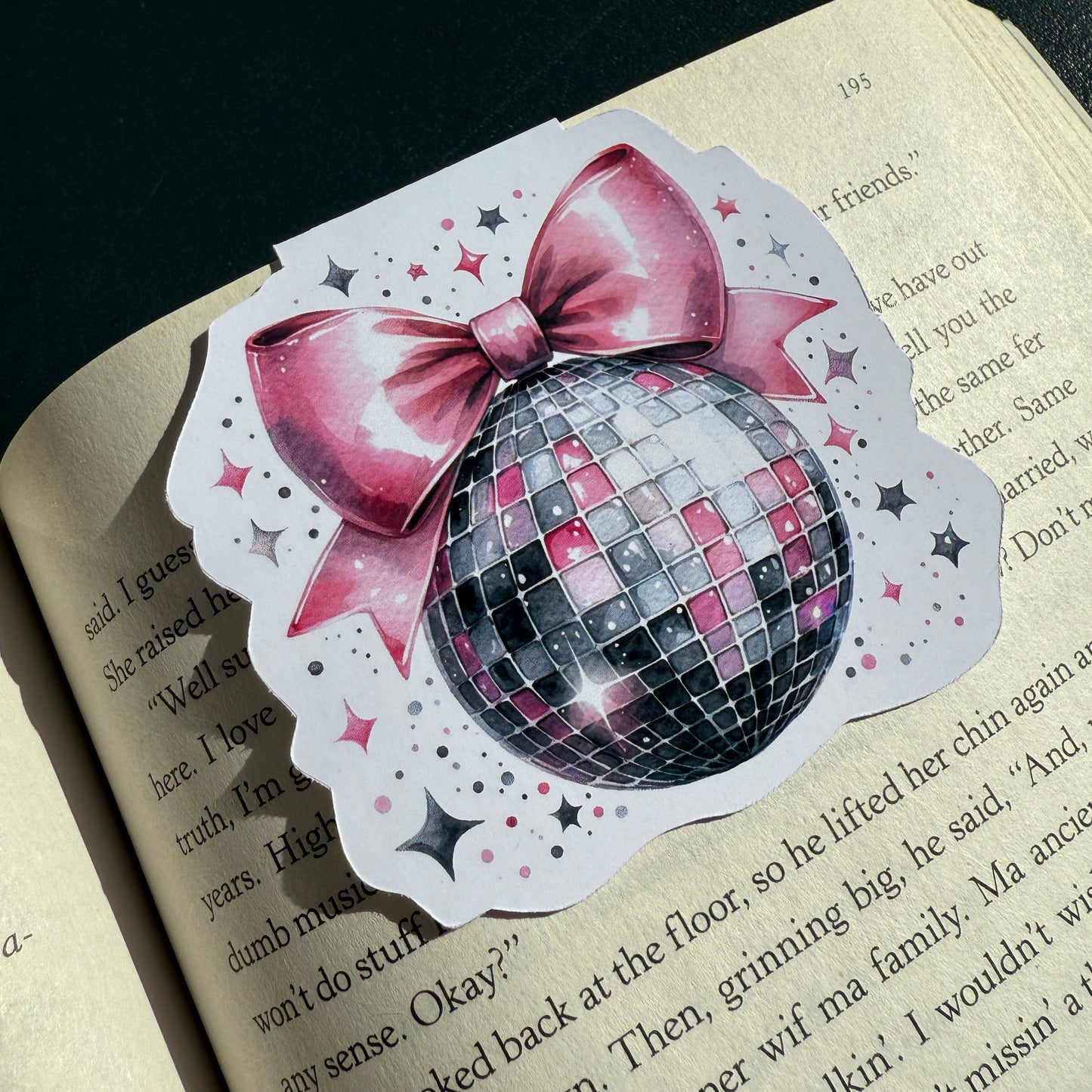 Disco Ball and Bow Magnetic Bookmark
