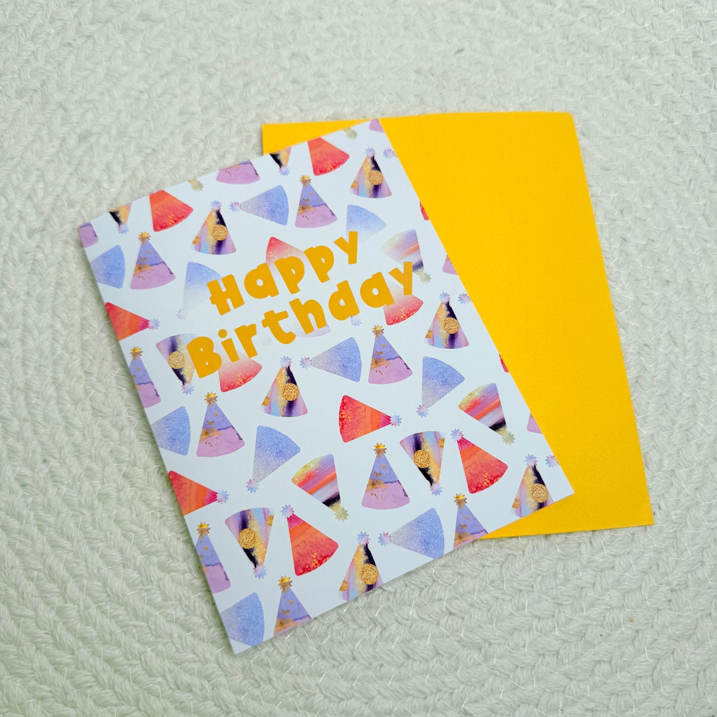 Happy Birthday- Greeting Card (Birthday Hats)